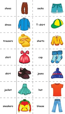 Картинки На английском для детей одежда (36 шт.) - #8215