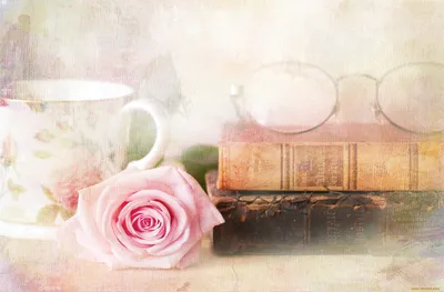 Обои Цветы Розы, обои для рабочего стола, фотографии цветы, розы, винтаж,  текстура, чашка, книга, очки Обои для рабочего стола, скачать обои картинки  заставки на рабочий стол.