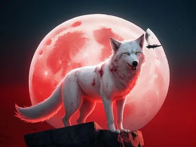Волк воет на луну» — создано в Шедевруме