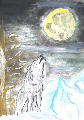 Картина по номерам Волк воет на луну ArtSale размер 40х40 см