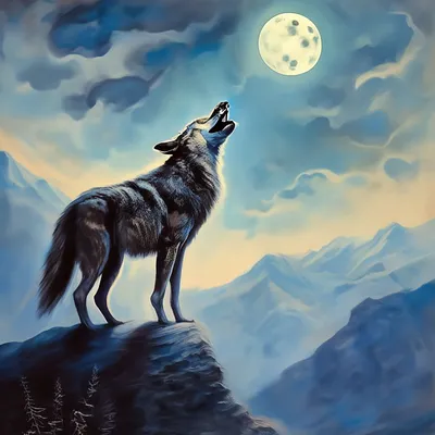 Волк воет на луну - 58 фото