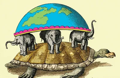 Иллюстрация Земля на трех слонах в стиле 2d, детский, компьютерная